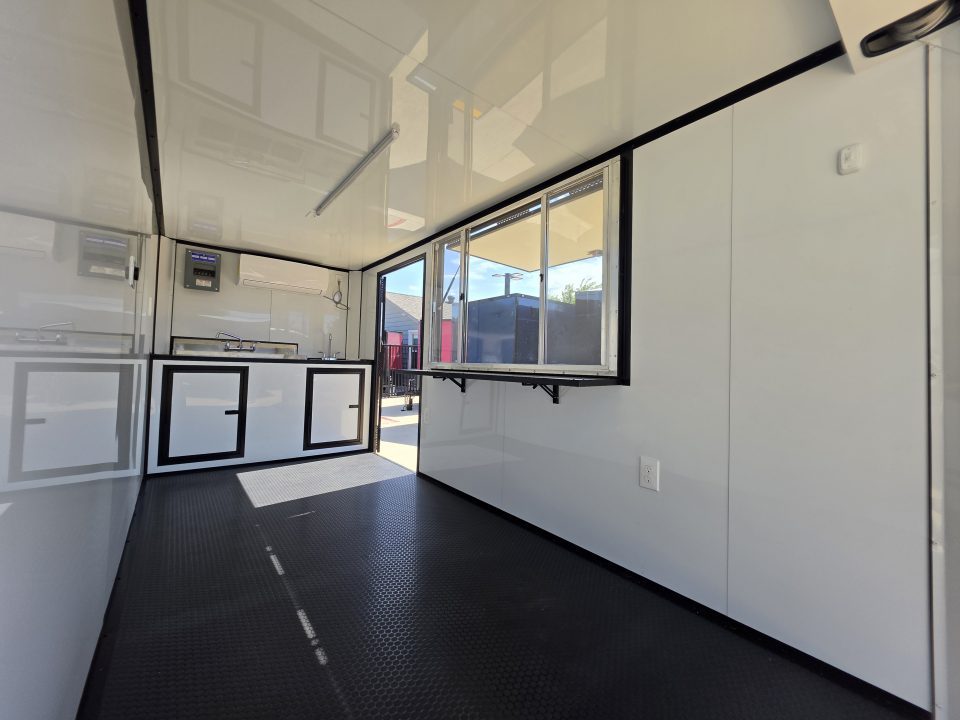 New 2026 New 6X14 SA Screwless Enclosed Vending Trailer | Blackout | Spoiler Package | 50 AMP Electric Pkg. w/Mini Split & Sink Pkg. | .08 Polycor | Dexter Axle | 1167