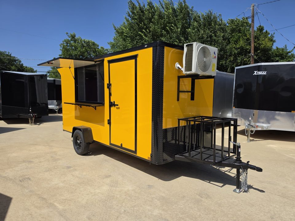 New 2026 New 6X14 SA Screwless Enclosed Vending Trailer | Blackout | Spoiler Package | 50 AMP Electric Pkg. w/Mini Split & Sink Pkg. | .08 Polycor | Dexter Axle | 1167