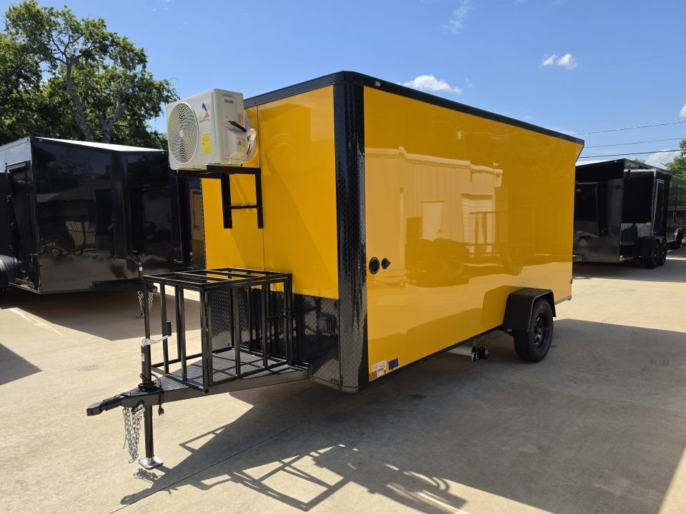 New 2026 New 6X14 SA Screwless Enclosed Vending Trailer | Blackout | Spoiler Package | 50 AMP Electric Pkg. w/Mini Split & Sink Pkg. | .08 Polycor | Dexter Axle | 1167