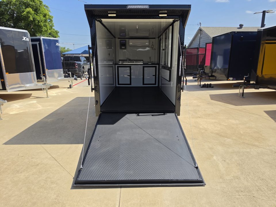 New 2026 New 6X14 SA Screwless Enclosed Vending Trailer | Blackout | Spoiler Package | 50 AMP Electric Pkg. w/Mini Split & Sink Pkg. | .08 Polycor | Dexter Axle | 1167