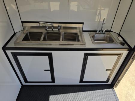 New 2026 New 6X14 SA Screwless Enclosed Vending Trailer | Blackout | Spoiler Package | 50 AMP Electric Pkg. w/Mini Split & Sink Pkg. | .08 Polycor | Dexter Axle | 1167