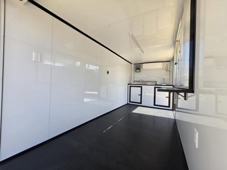 New 2026 New 6X14 SA Screwless Enclosed Vending Trailer | Blackout | Spoiler Package | 50 AMP Electric Pkg. w/Mini Split & Sink Pkg. | .08 Polycor | Dexter Axle | 1167