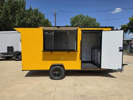 New 2026 New 6X14 SA Screwless Enclosed Vending Trailer | Blackout | Spoiler Package | 50 AMP Electric Pkg. w/Mini Split & Sink Pkg. | .08 Polycor | Dexter Axle | 1167
