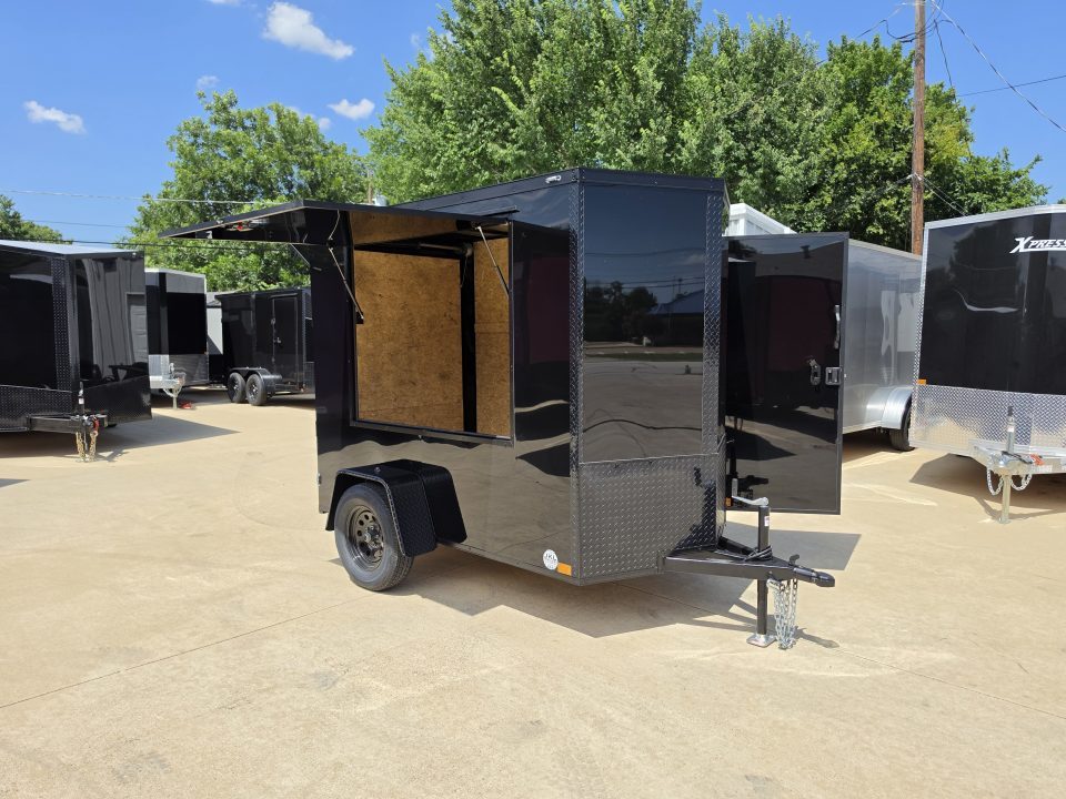 New 2026 New 5x8 SA Screwless Vending Enclosed Trailer | Blackout | Spoiler Package | .08 Polycor | Dexter Axle | 1169