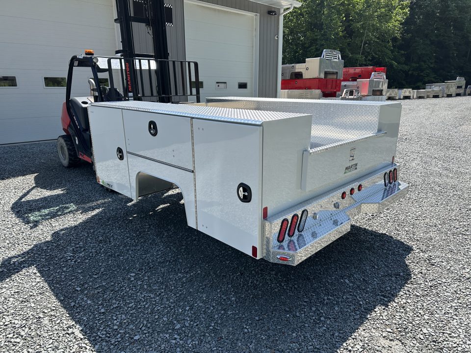 New Martin Truck Bodies Aluminum SSB Service Body DRW 60" CA Cab and Chassis Oxford White