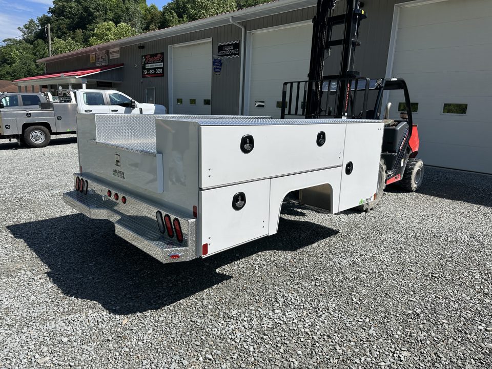 New Martin Truck Bodies Aluminum SSB Service Body DRW 60" CA Cab and Chassis Oxford White