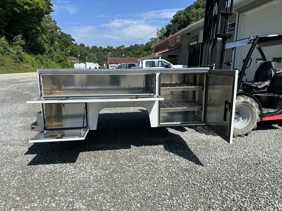 New Martin Truck Bodies Aluminum SSB Service Body DRW 60" CA Cab and Chassis Oxford White