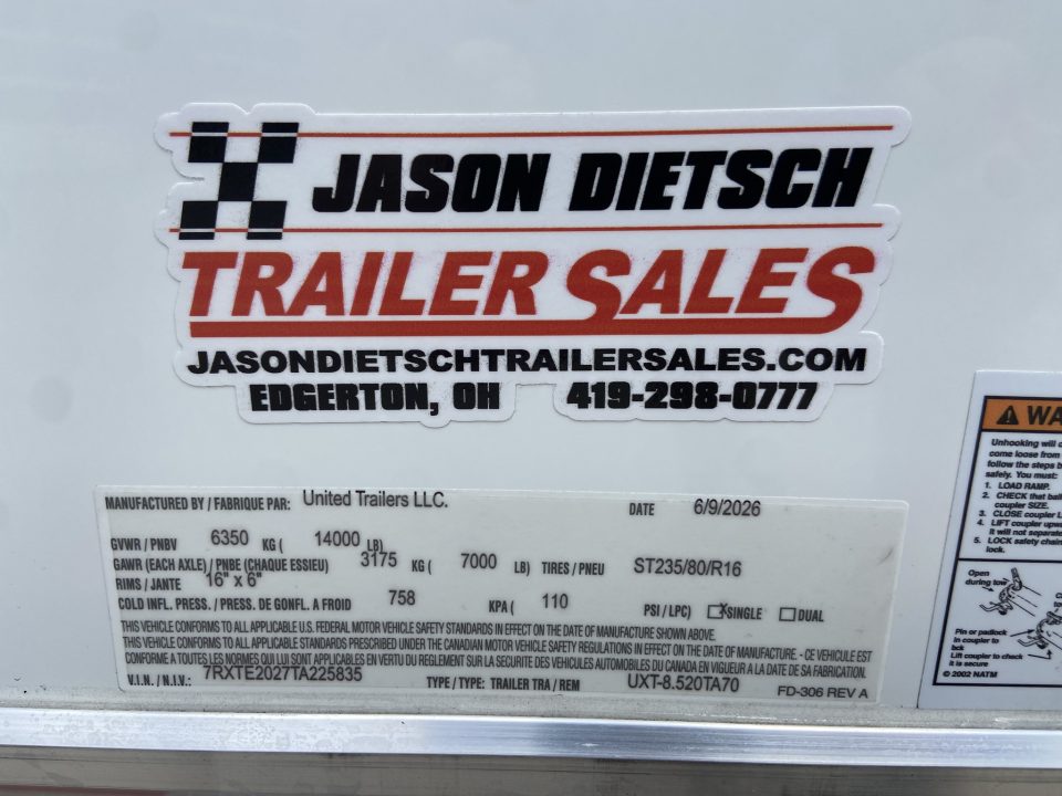 New United UXT-8.5x16 Cargo Enclosed Trailer