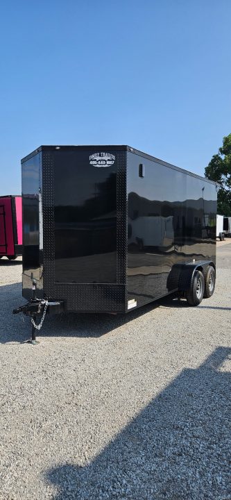 New 2026 Family Trailer 7x16 Tandem Axle Cargo / Enclosed Trailer-Screwless Exterior-Blackout Pkg- Rear Spoiler-5200lb Axles!