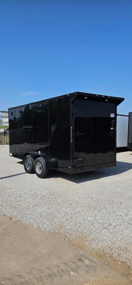 New 2026 Family Trailer 7x16 Tandem Axle Cargo / Enclosed Trailer-Screwless Exterior-Blackout Pkg- Rear Spoiler-5200lb Axles!