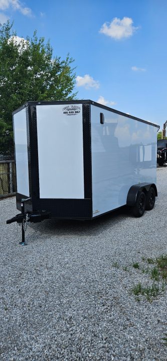 New 2026 Family Trailer 7x14 Tandem Axle Cargo / Enclosed Trailer-Screwless Exterior-Blackout Pkg-Rear Spoiler