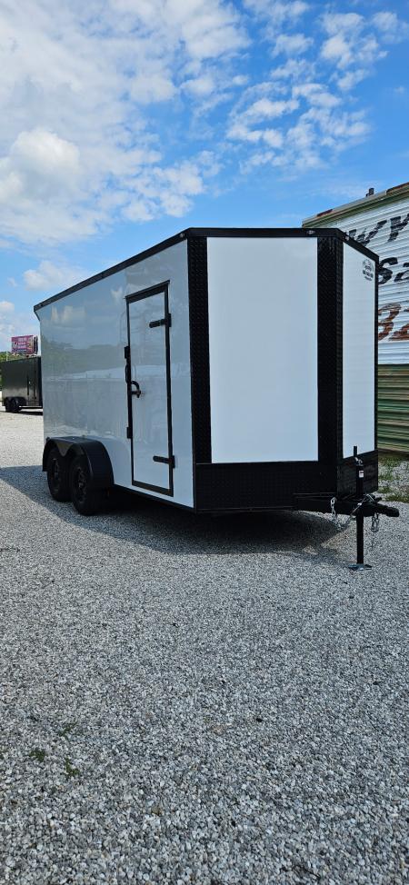 New 2026 Family Trailer 7x14 Tandem Axle Cargo / Enclosed Trailer-Screwless Exterior-Blackout Pkg-Rear Spoiler