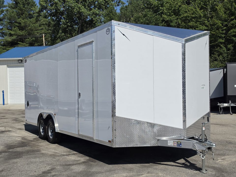 New 8 X 22 CAR HAULER ENCLOSED 5200# AXLES ALL ALUMINUM REAR SPOILER 2027 LIGHTNING