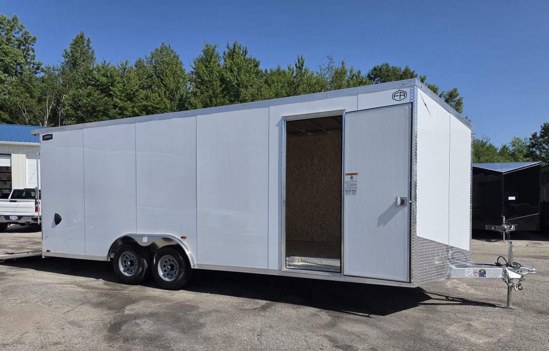 New 8 X 22 CAR HAULER ENCLOSED 5200# AXLES ALL ALUMINUM REAR SPOILER 2027 LIGHTNING