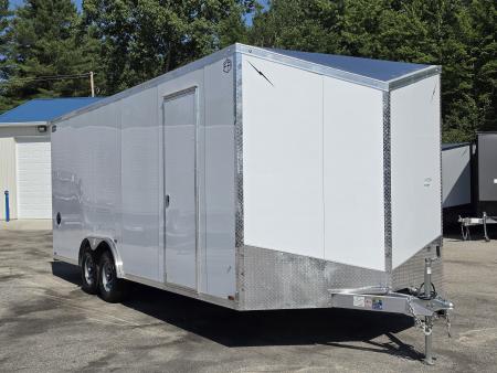 New 8 X 22 CAR HAULER ENCLOSED 5200# AXLES ALL ALUMINUM REAR SPOILER 2027 LIGHTNING