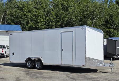 New 8 X 22 CAR HAULER ENCLOSED 5200# AXLES ALL ALUMINUM REAR SPOILER 2027 LIGHTNING