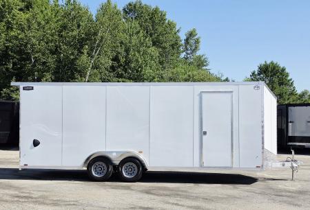 New 8 X 22 CAR HAULER ENCLOSED 5200# AXLES ALL ALUMINUM REAR SPOILER 2027 LIGHTNING