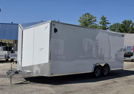 New 8 X 22 CAR HAULER ENCLOSED 5200# AXLES ALL ALUMINUM REAR SPOILER 2027 LIGHTNING