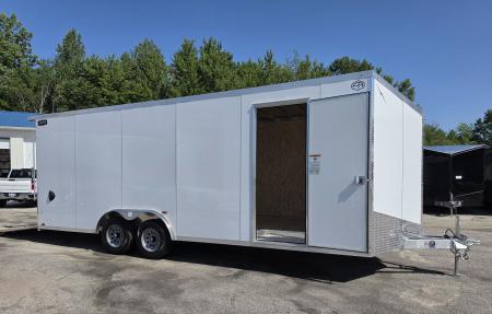 New 8 X 22 CAR HAULER ENCLOSED 5200# AXLES ALL ALUMINUM REAR SPOILER 2027 LIGHTNING