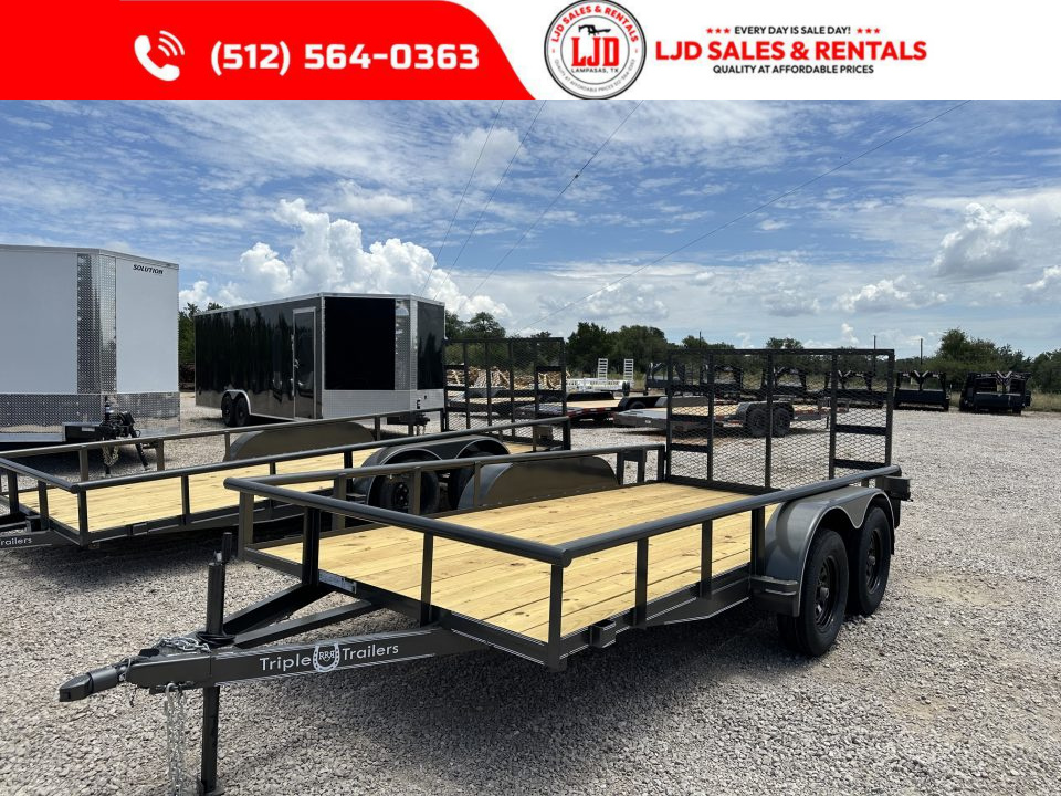 New 2026 Triple R - 77" x 14' - 7K GVWR - 4' Gate - Utility Trailer