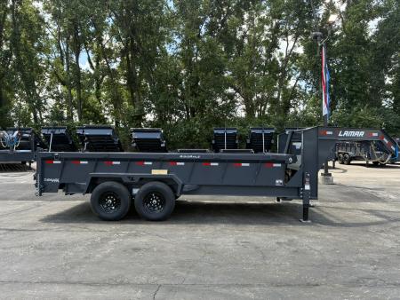 New 2026 Lamar Trailers 83"X16' DT-14k Telescopic Gooseneck Dump Trailer