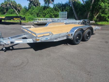 New 2027 ALCOM 7X16 ALUMINUM 7K Car / Racing Trailer WITH PRESSURE TREATED WOOD DECK, 4 D RINGS, REMOVEABLE DRIVERS SIDE FENDER, SLIDE IN RAMPS