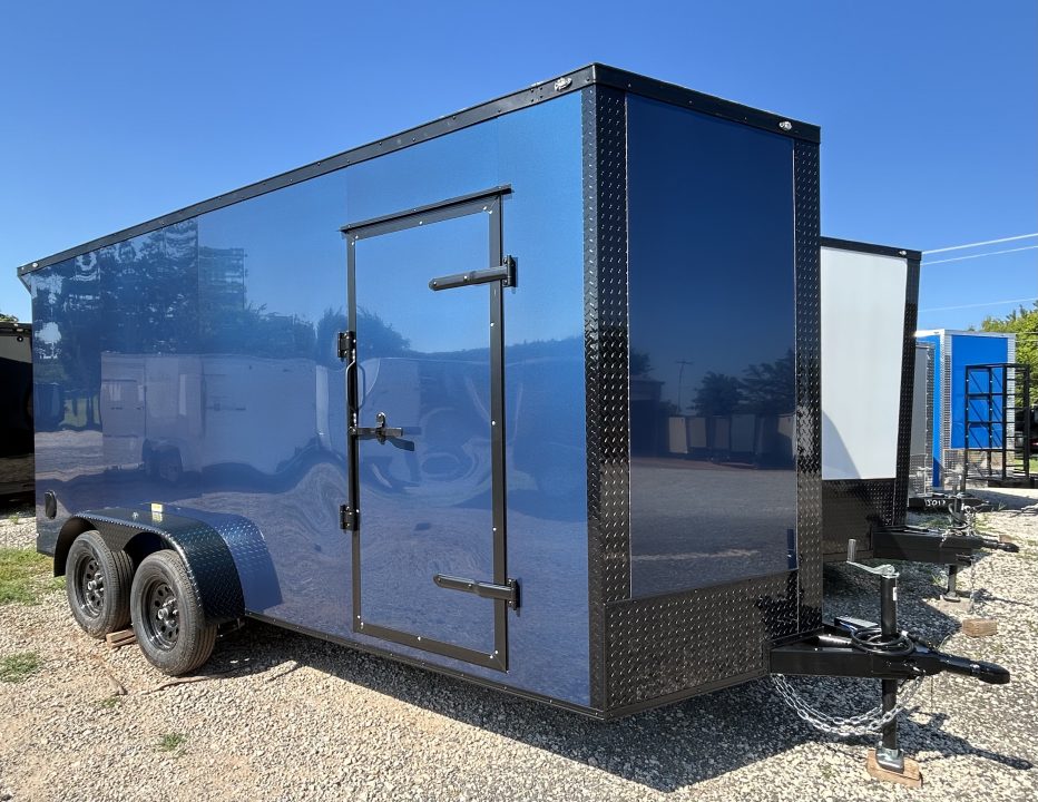 New 2026 Family Trailer 7x16 Tandem Axle Cargo / Enclosed Trailer-Screwless Exterior-Blackout Pkg-Rear Spoiler