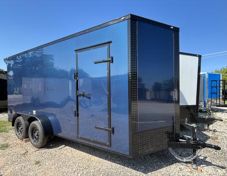 New 2026 Family Trailer 7x16 Tandem Axle Cargo / Enclosed Trailer-Screwless Exterior-Blackout Pkg-Rear Spoiler