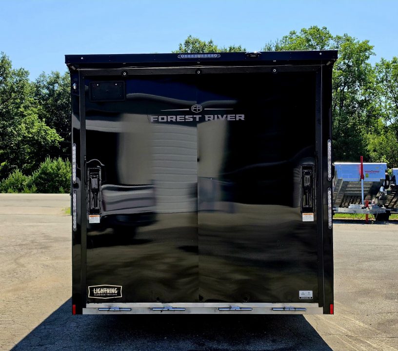 New 8 X 24 CAR HAULER ENCLOSED 2027 LIGHTNING 5200# AXLES ALL ALUMINUM FRONT DROP DOWN DOOR