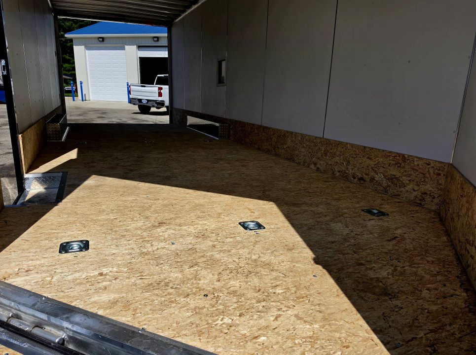 New 8 X 24 CAR HAULER ENCLOSED 2027 LIGHTNING 5200# AXLES ALL ALUMINUM FRONT DROP DOWN DOOR