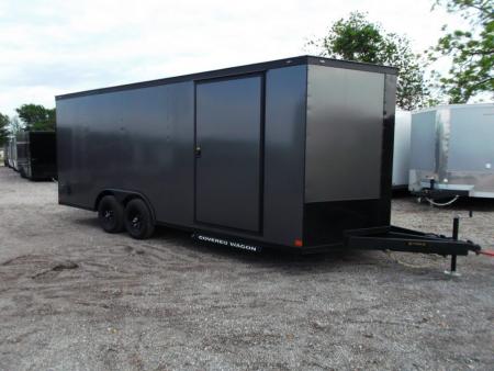 New 2026 Covered Wagon Trailers 8.5x20 Cargo / Enclosed Trailer / Car Hauler / 5200# Axles / 7ft Interior / 60  Triple Tube Tongue / 48  RV Door / Extra Wide Ramp / .080 Charcoal Gray Poly Core / Black Out Package