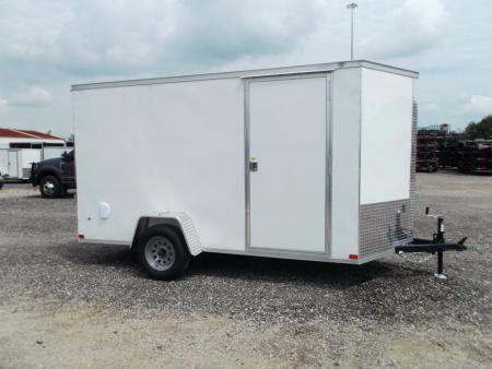 New 2026 Covered Wagon Trailers 6x12 Single Axle Cargo Trailer / Enclosed Trailer / 6'6  Interior Height / Extra Wide Double Barn Doors / 36  RV Side Door / .030 White Semi-Screwless Exterior
