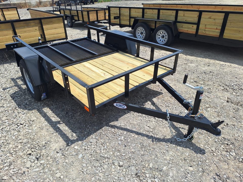 New 2026 AMO 5x8 Lowside Landscape Trailer W/ Led Lights and Spring Assist Gate