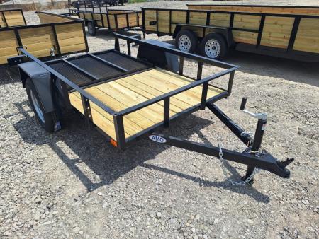 New 2026 AMO 5x8 Lowside Landscape Trailer W/ Led Lights and Spring Assist Gate