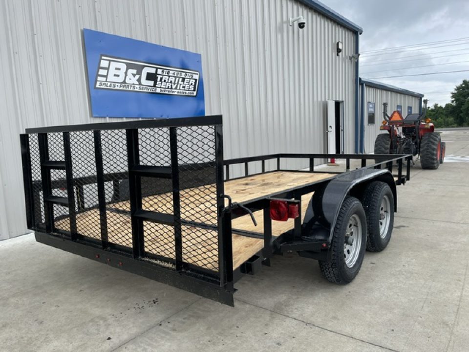 New 2026 C&M 82X14 ANGLE TOP UTILITY (2) 3500lb TANDEM AXLES, GVWR 7000lb, 32" GATE, DOVETAIL