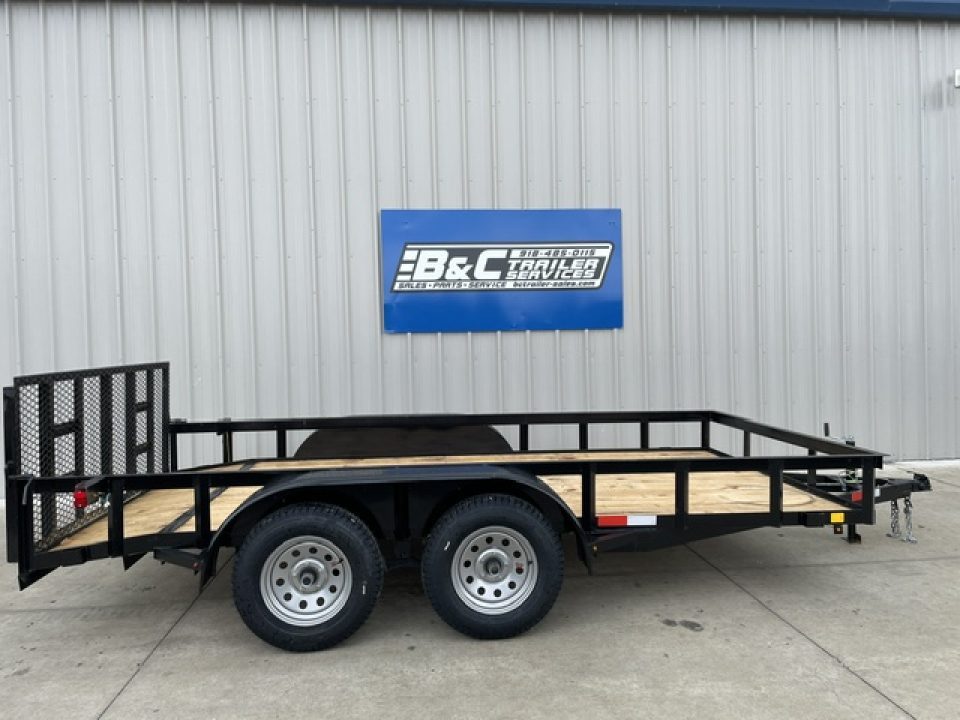 New 2026 C&M 82X14 ANGLE TOP UTILITY (2) 3500lb TANDEM AXLES, GVWR 7000lb, 32" GATE, DOVETAIL
