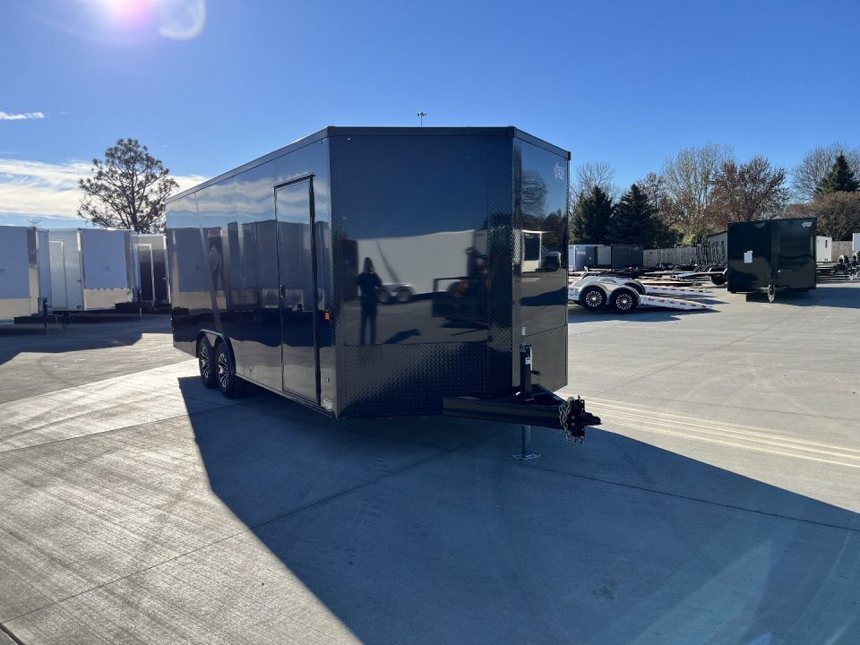 New NEW 2027 AERO 8.5x20 +2’V, 7’ TALL, WHITE Interior, BLACKOUT  EDITION- QUALITY Aluminum Wheels Enclosed Car Hauler Trailer