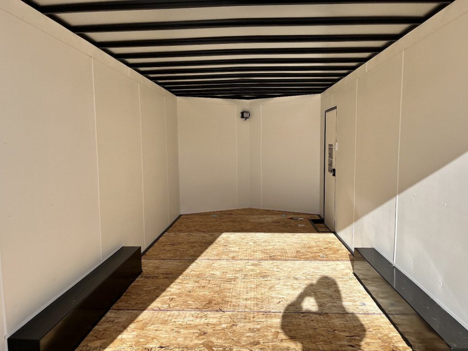 New NEW 2027 AERO 8.5x20 +2’V, 7’ TALL, WHITE Interior, BLACKOUT  EDITION- QUALITY Aluminum Wheels Enclosed Car Hauler Trailer