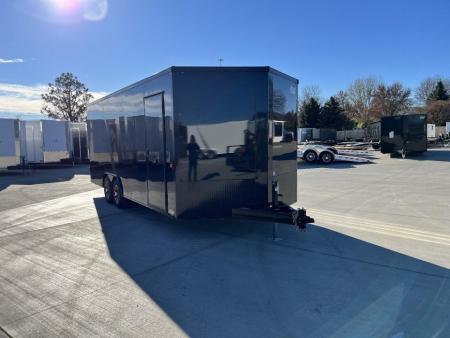 New NEW 2027 AERO 8.5x20 +2’V, 7’ TALL, WHITE Interior, BLACKOUT  EDITION- QUALITY Aluminum Wheels Enclosed Car Hauler Trailer
