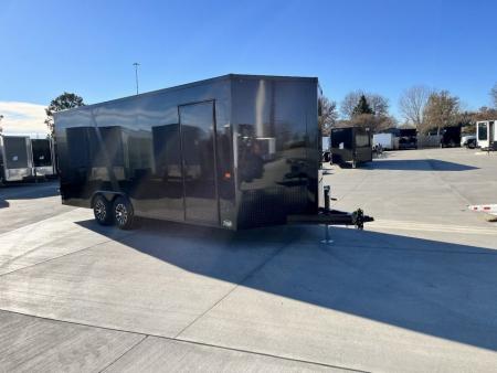 New NEW 2027 AERO 8.5x20 +2’V, 7’ TALL, WHITE Interior, BLACKOUT  EDITION- QUALITY Aluminum Wheels Enclosed Car Hauler Trailer