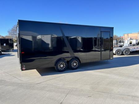New NEW 2027 AERO 8.5x20 +2’V, 7’ TALL, WHITE Interior, BLACKOUT  EDITION- QUALITY Aluminum Wheels Enclosed Car Hauler Trailer