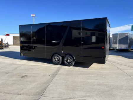New NEW 2027 AERO 8.5x20 +2’V, 7’ TALL, WHITE Interior, BLACKOUT  EDITION- QUALITY Aluminum Wheels Enclosed Car Hauler Trailer