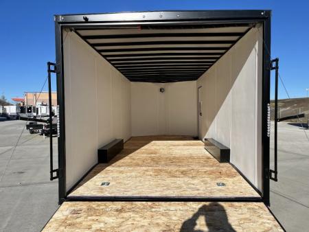 New NEW 2027 AERO 8.5x20 +2’V, 7’ TALL, WHITE Interior, BLACKOUT  EDITION- QUALITY Aluminum Wheels Enclosed Car Hauler Trailer