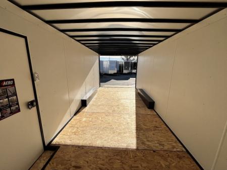 New NEW 2027 AERO 8.5x20 +2’V, 7’ TALL, WHITE Interior, BLACKOUT  EDITION- QUALITY Aluminum Wheels Enclosed Car Hauler Trailer