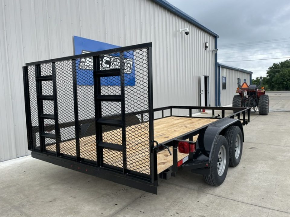 New 2026 C&M 82X14 ANGLE TOP UTILITY (2) 3500lb TANDEM AXLES, GVWR 7000lb, 4' GATE