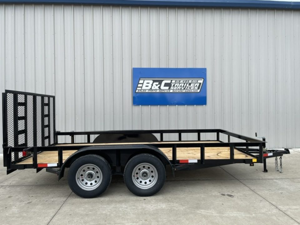 New 2026 C&M 82X14 ANGLE TOP UTILITY (2) 3500lb TANDEM AXLES, GVWR 7000lb, 4' GATE