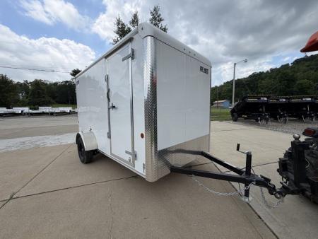 New 2026 Car Mate Trailers 6x12 Sportster Enclosed Trailer - Crystal White w/ Ramp - 2990# GVWR