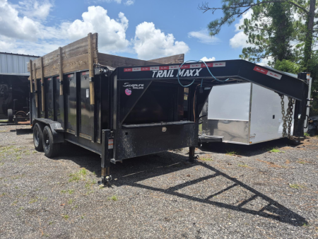 Consignment 2024 TrailMaxx 7x16 Gooseneck Dump Trailer | 4' Steel Sides & 2' Wood Extensions
