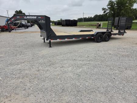 New 2027 Lamar 83X24 TANDEM 14K GOOSENECK EQUIPMENT HAULER W/2' STEEL DOVE & WIDE STANDUP RAMPS
