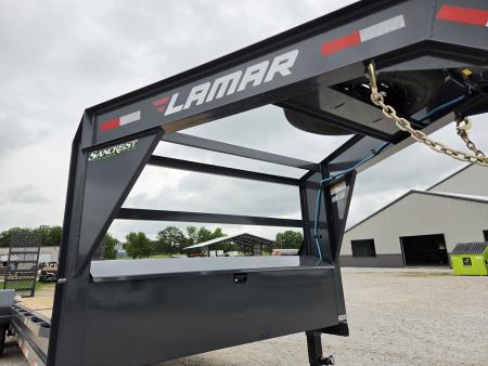New 2027 Lamar 83X24 TANDEM 14K GOOSENECK EQUIPMENT HAULER W/2' STEEL DOVE & WIDE STANDUP RAMPS